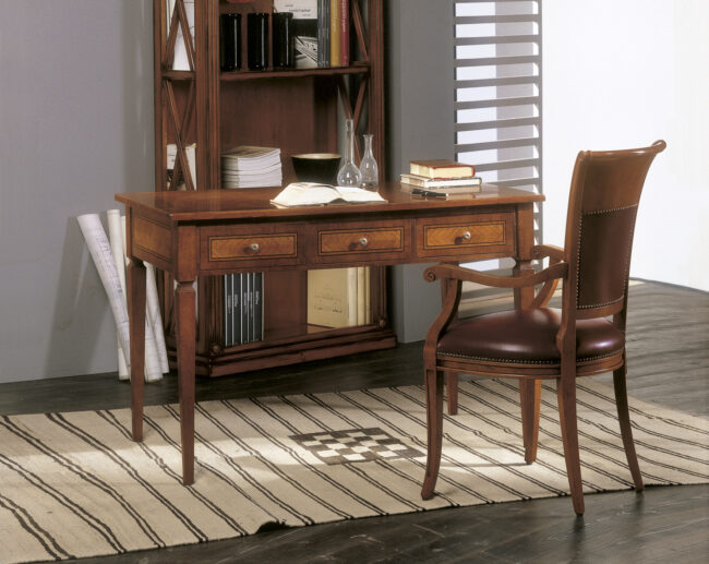 Inlaid desk with drawers